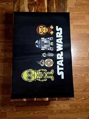 Black Star Wars Droid Graphic Rug - C-3PO, R2-D2, BB-8